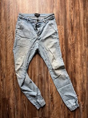 ZANEROBE Men’s Light Wash Stretch Denim Jogger Jeans Size 29 Elastic Cuff